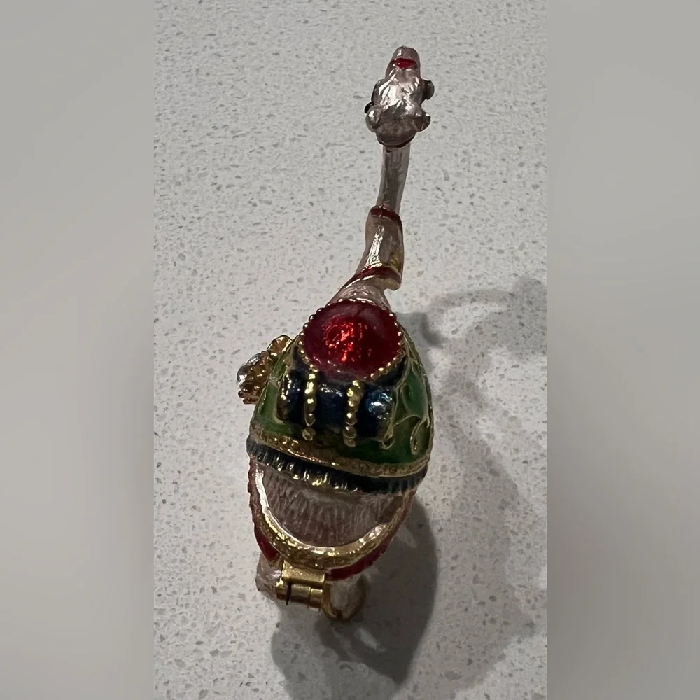 Metal Enamel Painted Rhinestone Jeweled Camel Hinged Trinket Box‎ Magnetic Clasp
